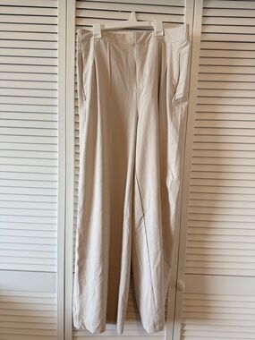 Zella Wide-Leg Cream High-Rise Trousers